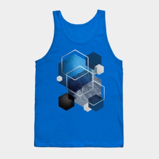 Blue Hexagonal Geometric Tank Top